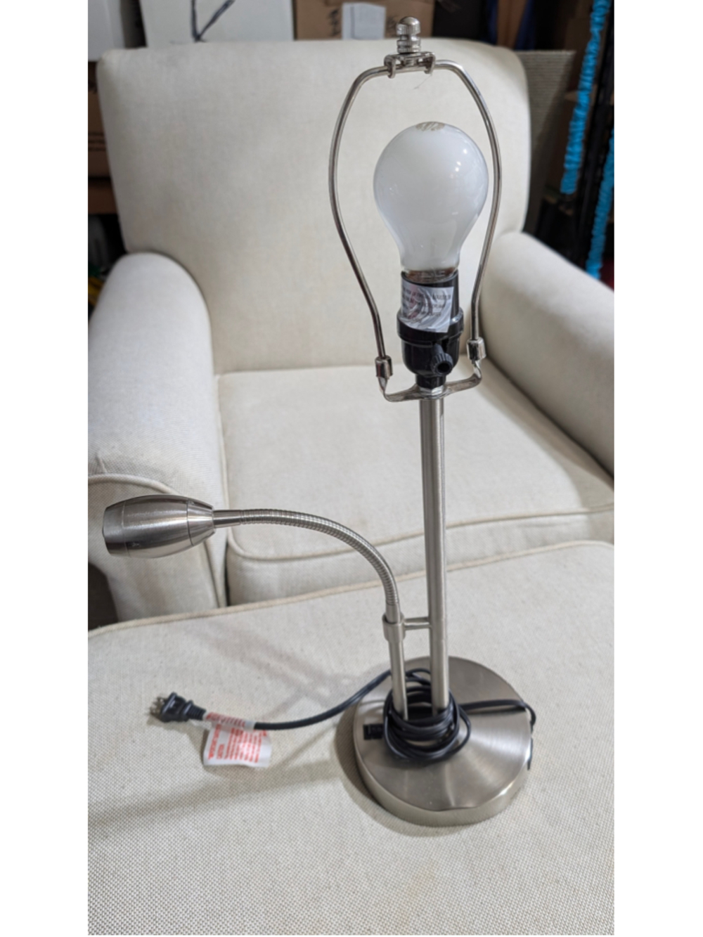 Unbranded Silver and Black Desk Lamp with USB Port and Outlet, One Size